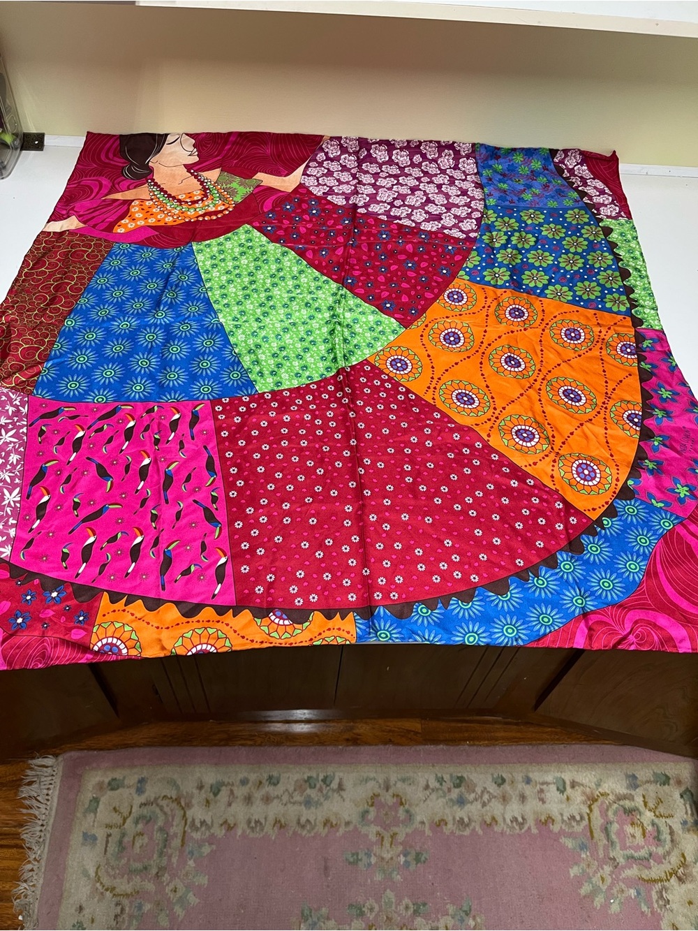 Gorgeous Pineda Covalin (Mexico) Multicolour Patchwork Silk Scarf Wrap
